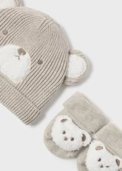 BOY Mayoral Newborn Teddy Hat and Socks Set