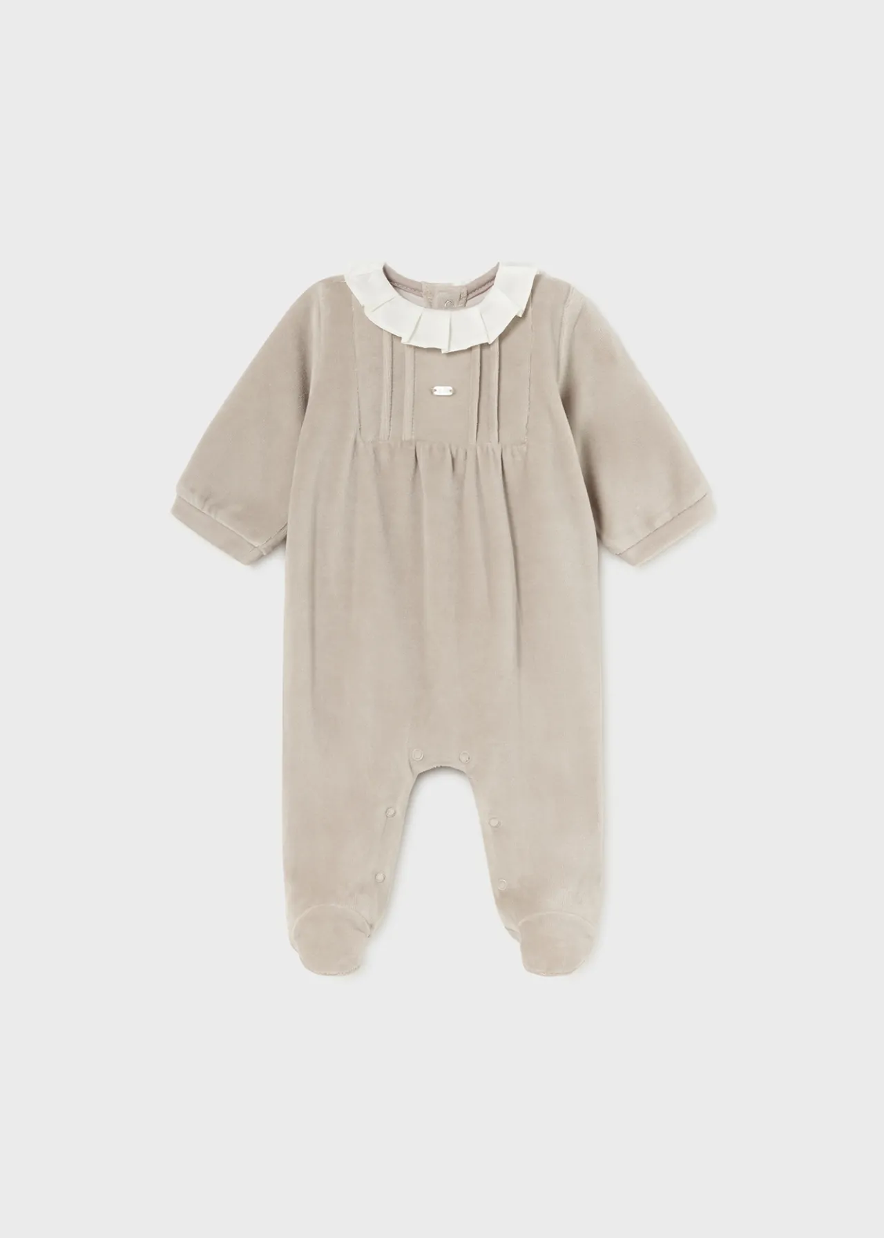 Mayoral Newborn Velour One-Piece with Collar