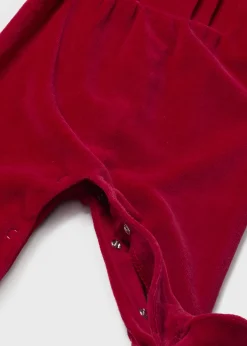 Mayoral Newborn Velour One-Piece with Collar