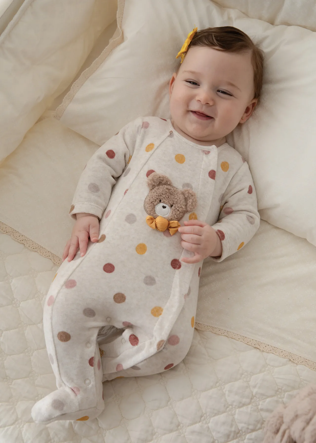 Mayoral Newborn Velour One-Piece with Collar