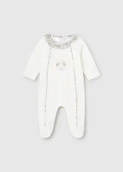 Mayoral Newborn Velour One-Piece with Collar